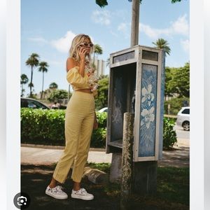 Billabong x The Salty Blonde yellow polka dot set bottoms &top L